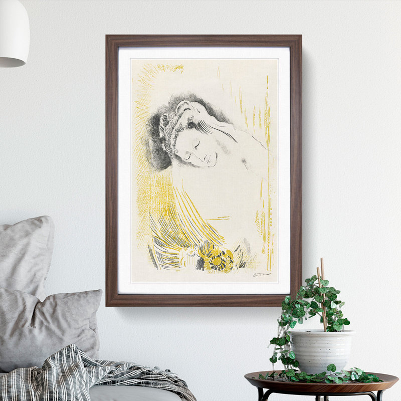 The Shulamite by Odilon Redon - Framed Print, 48cm H x 36cm W x 2cm D, Walnut Framed