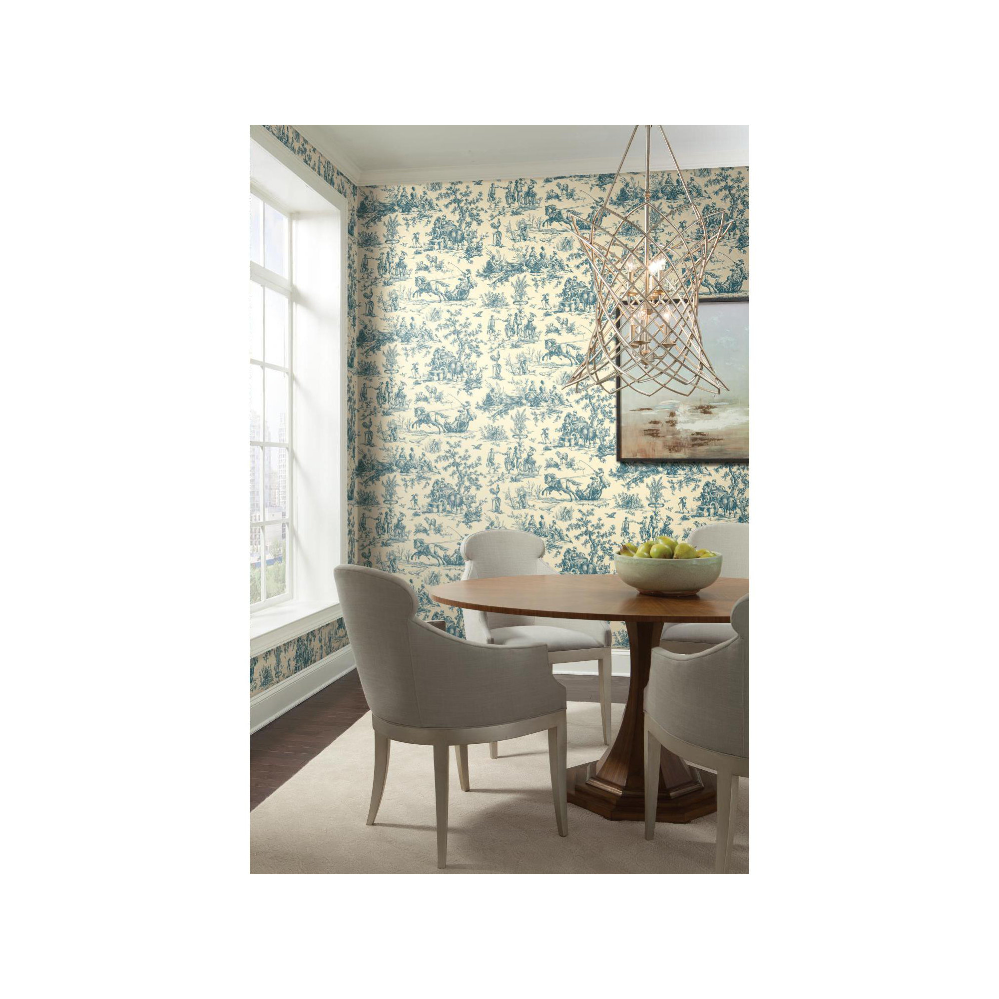 Ashford Toiles Toile Wallpaper, Navy/Off-white