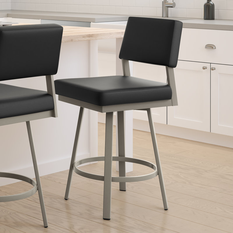 Amori Swivel Counter & Bar Stool, Counter Stool (26.13" Seat Height), Greige, Gray
