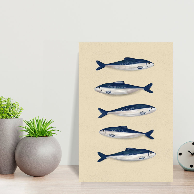 Blue Sardines Pattern - Print, 45.72 cm H x 30.48 cm W