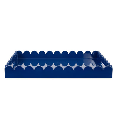 Hindley Hand-Crafted Rectangular Scalloped Wood Tray