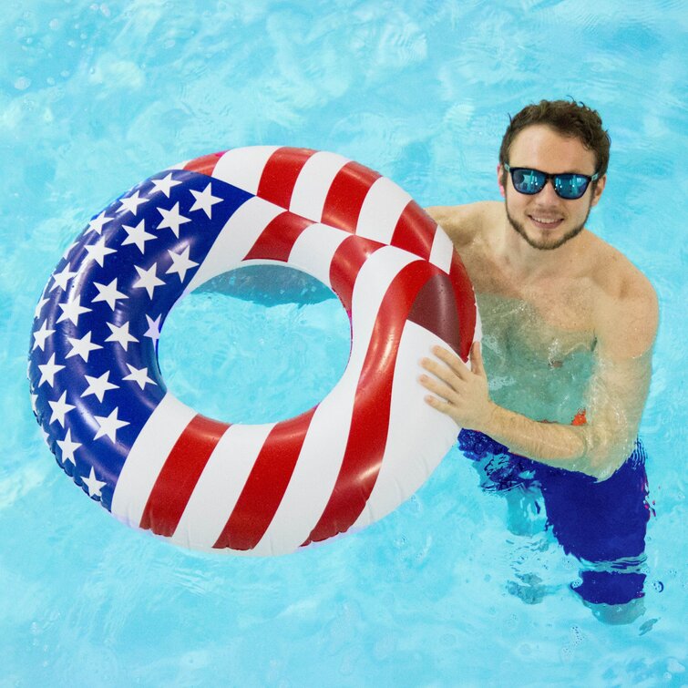 Swim Central Red And Blue Stars, Stripes, Peace Sign Swimming Pool Float,  60-inch