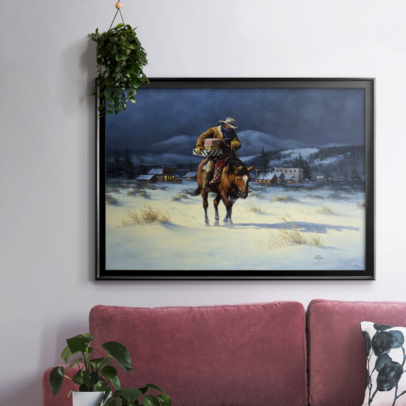 " Bringing Christmas Home ", 26" H x 38" W x 1.5" D, Black