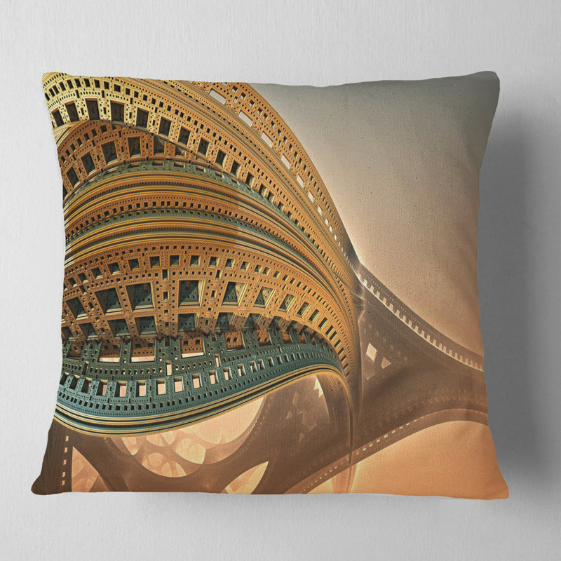 Housse de coussin abstraite carrée «Bulgy Brown 3D Structure»  Designart, 16 po x 1 po, Coussin décoratif