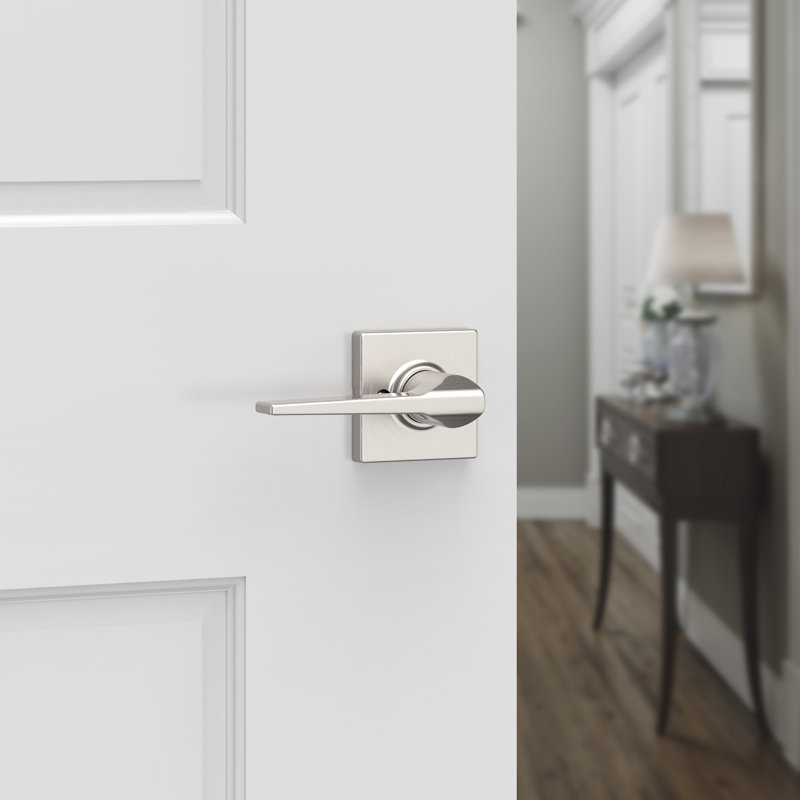 Faux levier de porte simple Hollis avec rosette Hollis, Nickel satiné