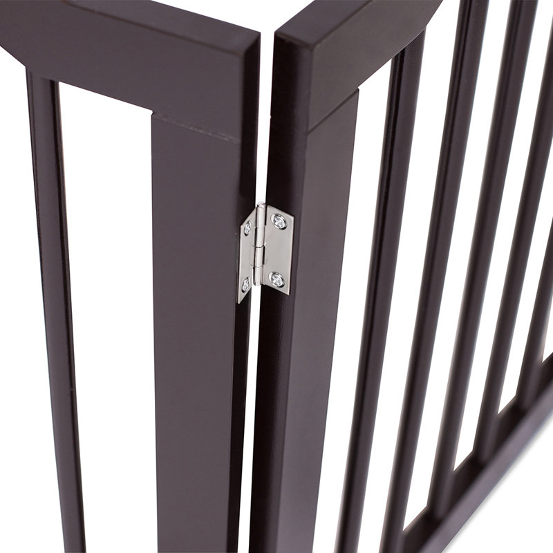 Espresso Arched Top Freestanding Solid Wood Pet Gate