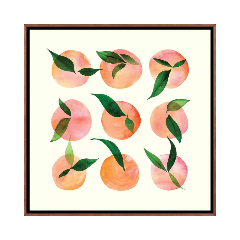 Watercolor Fruit - impression d'art graphique, Pas de tapis, H 37 po x l 37 po x P 1,5 po, Toile classique avec cadre brun