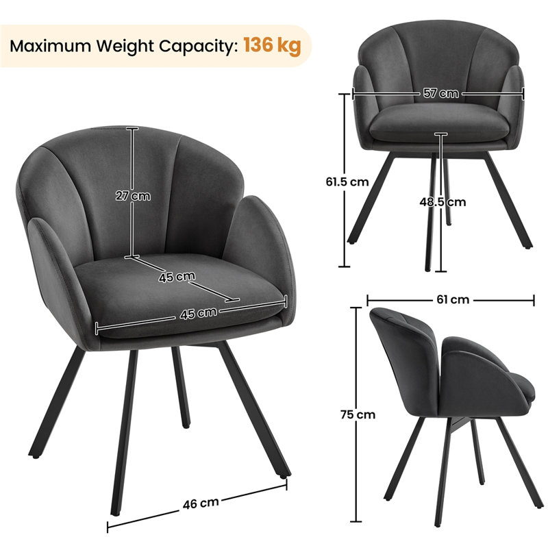 Velvet Swivel Armchair, Dark Grey