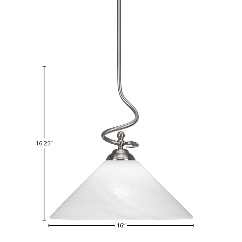Luminaire suspendu Capri de couleur noir mat avec verre tourbillon onyx 16 po, Gelé, Nickel brossé