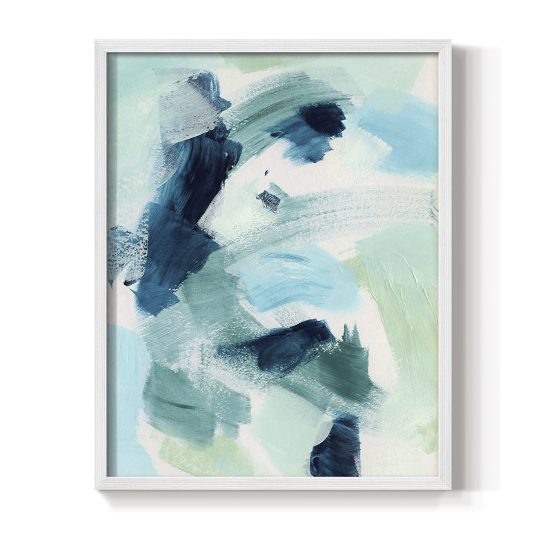 «Teal Composition I», reproduction encadrée - bois massif, Blanc, H 20 po x l 16 po
