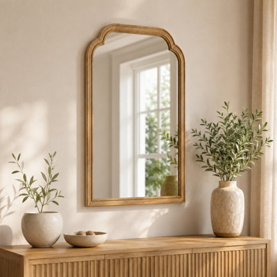 Miroir de meuble-lavabo mural en bois massif festonné