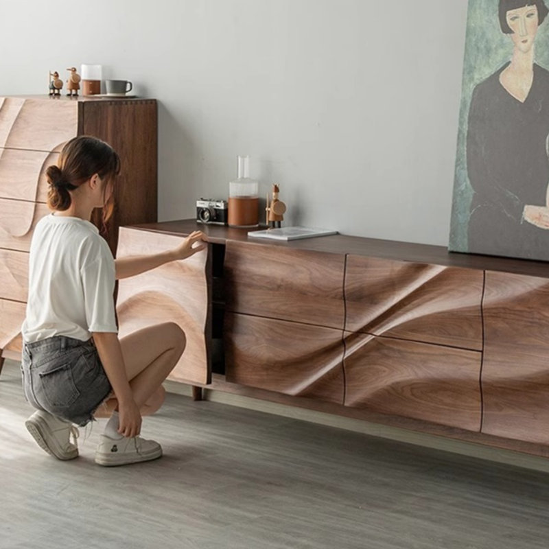Meuble télé Wabi-Sabi, H 19,69 po x L 86,61 po x l 15,75 po