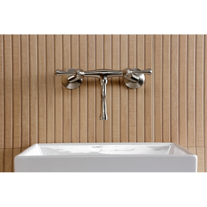 Kingston Brass Kingston Two-Handle 2-Hole Wall Mount Bathroom Faucet, Brushed Nickel