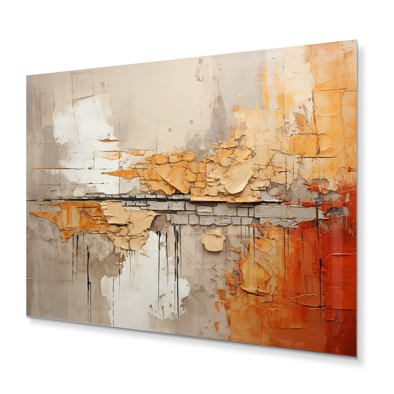 Décoration murale orange Impressions orange I - Collages abstraits, H 16 po x l 32 po