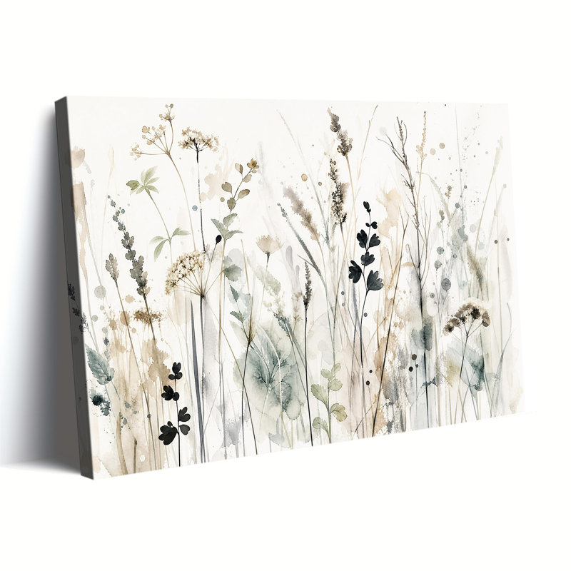 Art sur toile botanique neutre, herbe sauvage séchée, toile tendue, prête à être accrochée, 28x40in