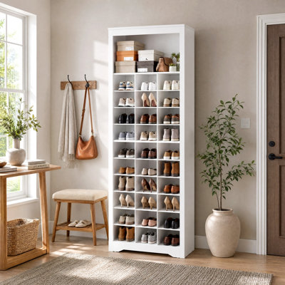 Armoire à chaussures 30 paires avec 31 casiers ouverts, tablettes réglables, range-chaussures à 10 niveaux