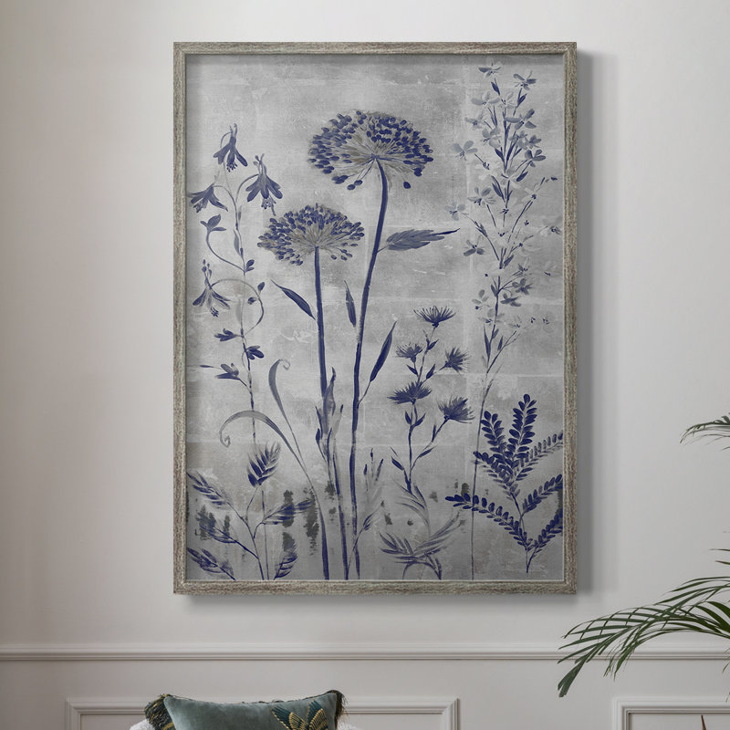 Silver Botanicals II V30, reproduction d'art encadrée - bois massif