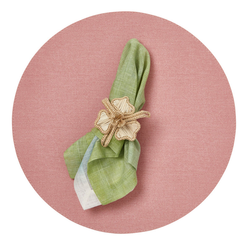 Chic Denim 100% Phthalate-free Vinyl Round Placemats, Pink/White