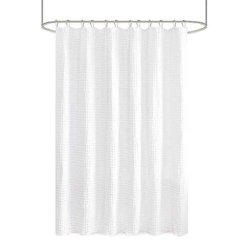 Super Waffle Textured Solid Shower Curtain