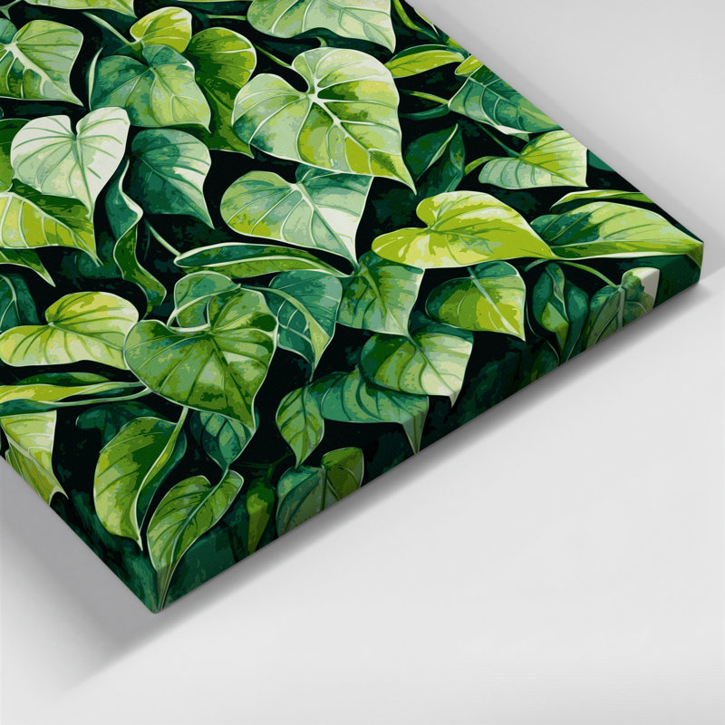 "Watercolor Botanical 47", art mural sur toile verte, H 20 po x l 30 po