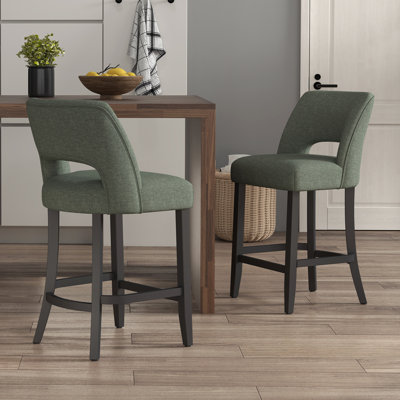 Bisto Upholstered Counter Height Bar Stool with Solid Wood legs