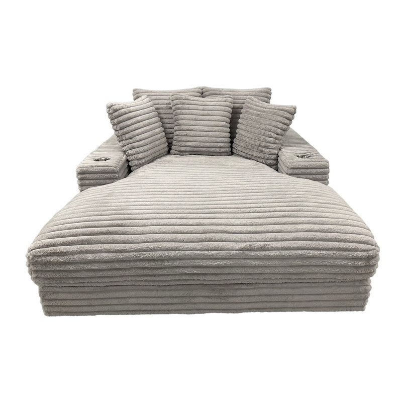 Méridienne Cocoon Mega avec deux porte-gobelets et ports USB, Gris