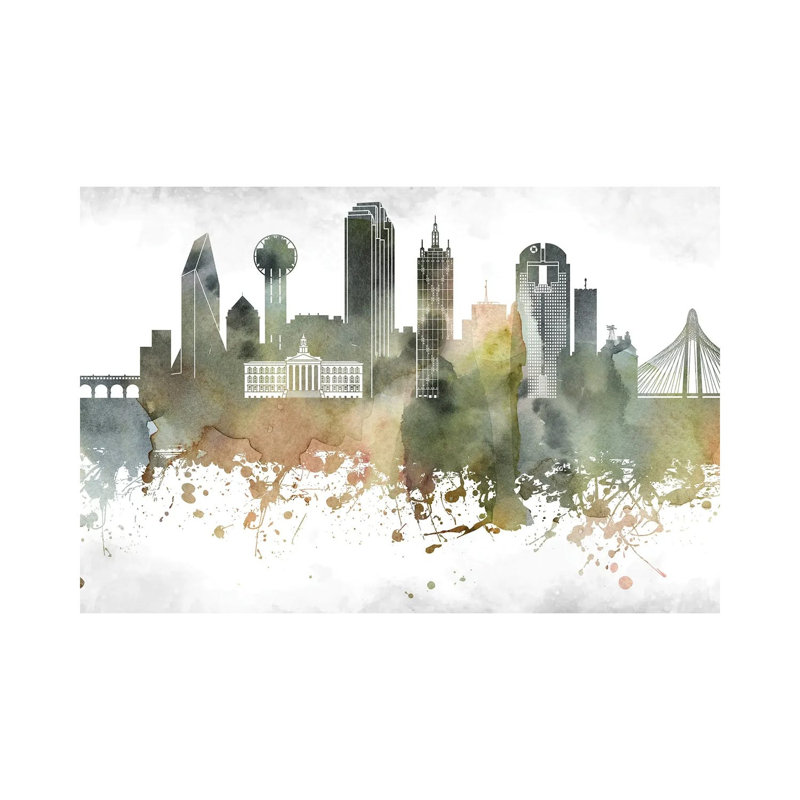 Dallas Skyline 1 Piece Wrapped Canvas Wall Art, 66.04 cm H x 45.72 cm W x 3.175 cm D