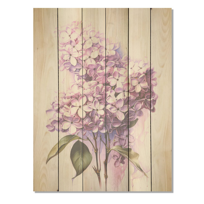 Élégant bouquet de lilas - lilas, art mural sur bois de pin naturel, H 32 po x l 24 po