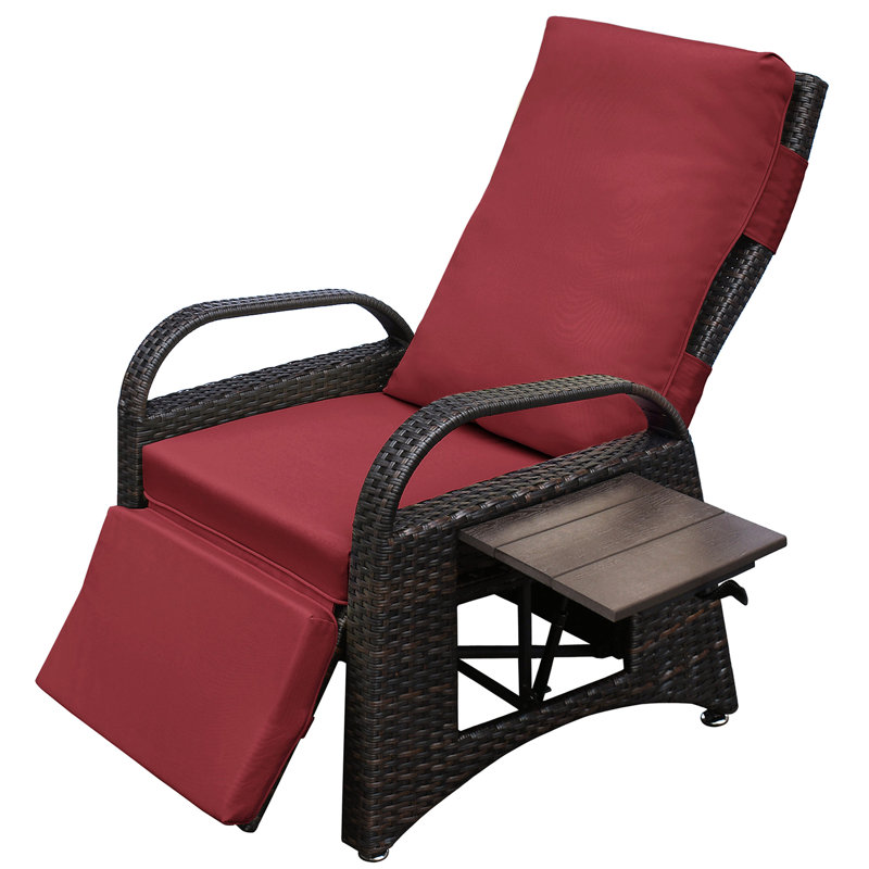Adjustable Footrest Recliner With Built - In Table, Removable Cushion, And For Garden, Complete Patio Reclining Chair Ergonomic Design, 2 Buckle Mechanism, Water