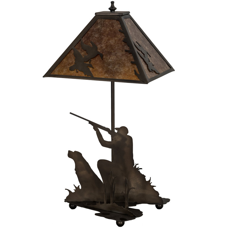 20"H Duck Hunter W/Dog Table Lamp, Antique Copper