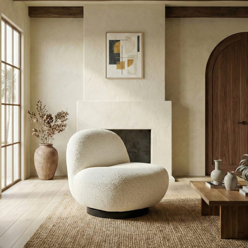 Portsmouth Slipper Chair, Ivory Boucle