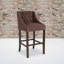 Tabouret de bar transitionnel en noyer capitonné avec garniture cloutée-750917133-746023958