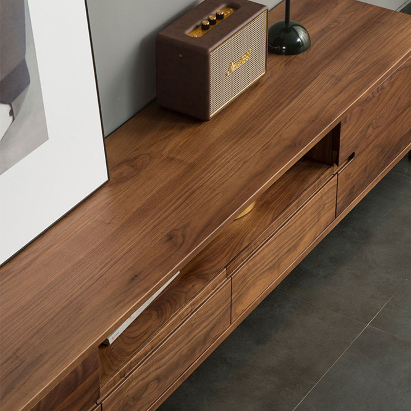 Meuble télé en bois de noyer noir, 86.61"