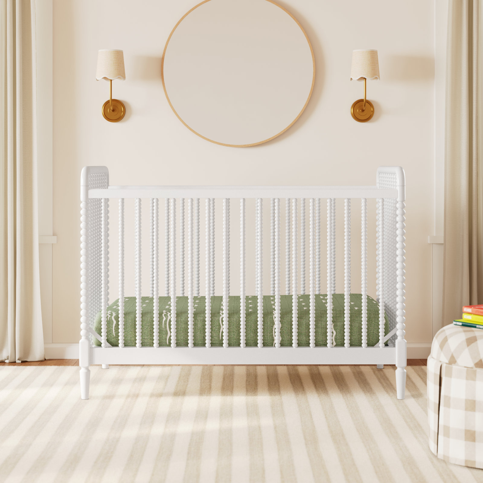 Saint 4-in-1 Convertible Crib, Bianca White, Crib + Mattress