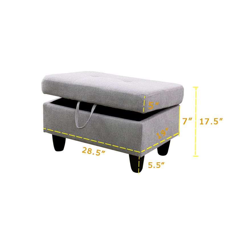 Upholstered Ottoman, Gray