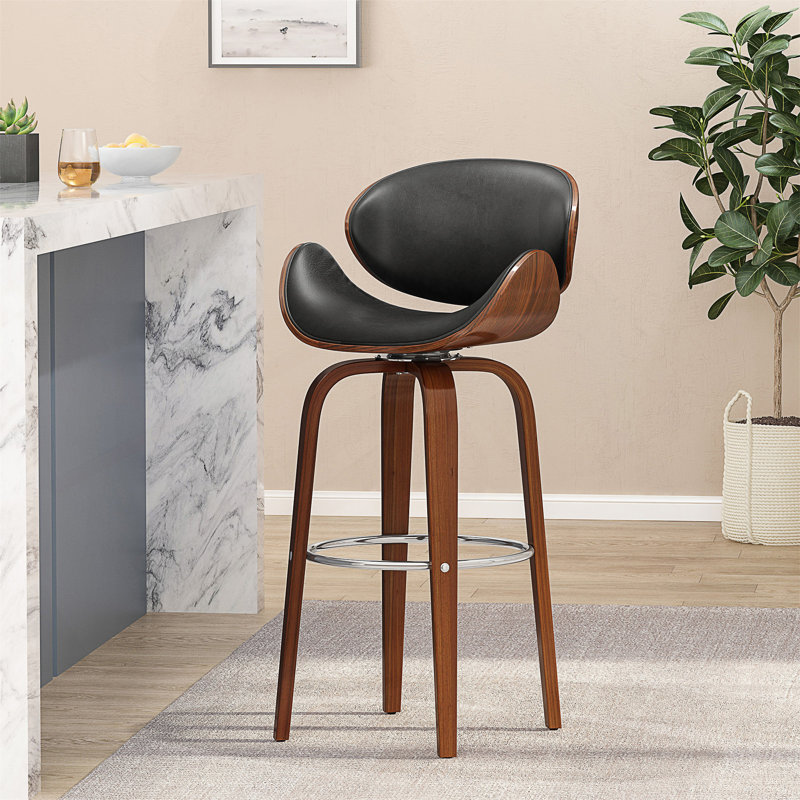 Tabouret tournant 30 "Mid-Century, Noir