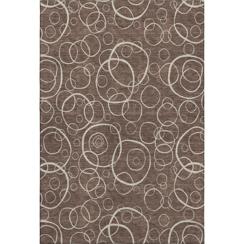 Premium Machine Washable Mayfield AMF2407 Bubbles Rug, 9' x 12', Brown