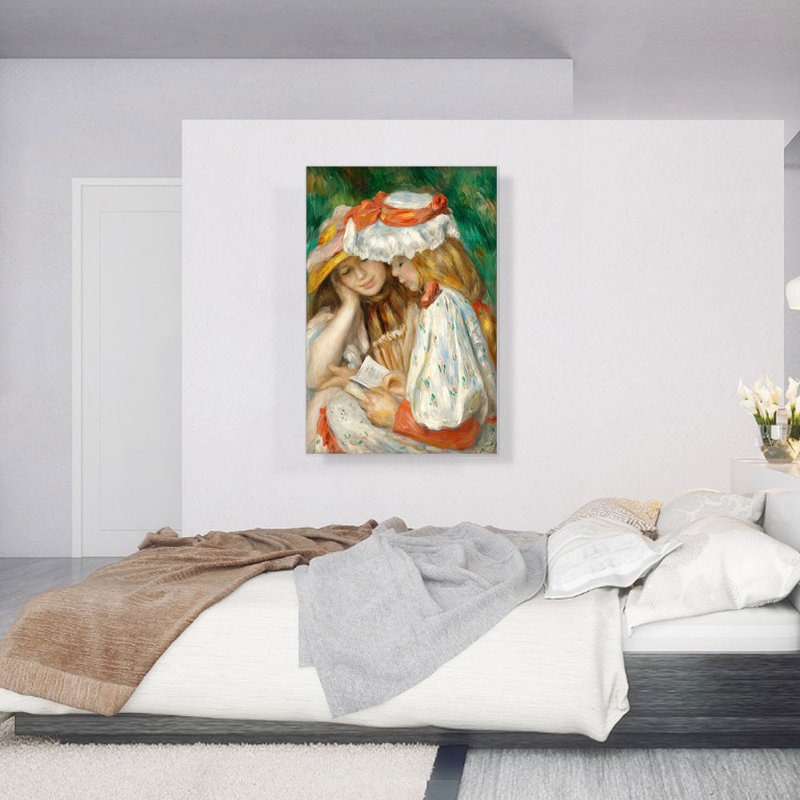 Deux filles lisant 1891 par Pierre-Auguste Renoir, reproduction d'art sur toile tendue, H 40 po x l 26 po x P 1,5 po