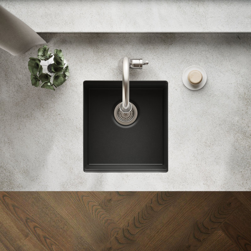 Billings Undermount Bar Sink With Accessories, Black