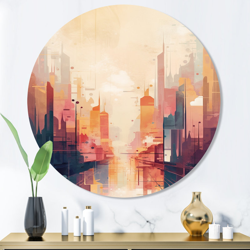 Modern Cubism Cityscape I - City Metal Wall Décor, 16" H x 16" W x 1" D