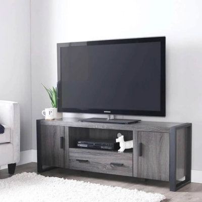 60" Urban Industrial Wood TV Stand - Charcoal