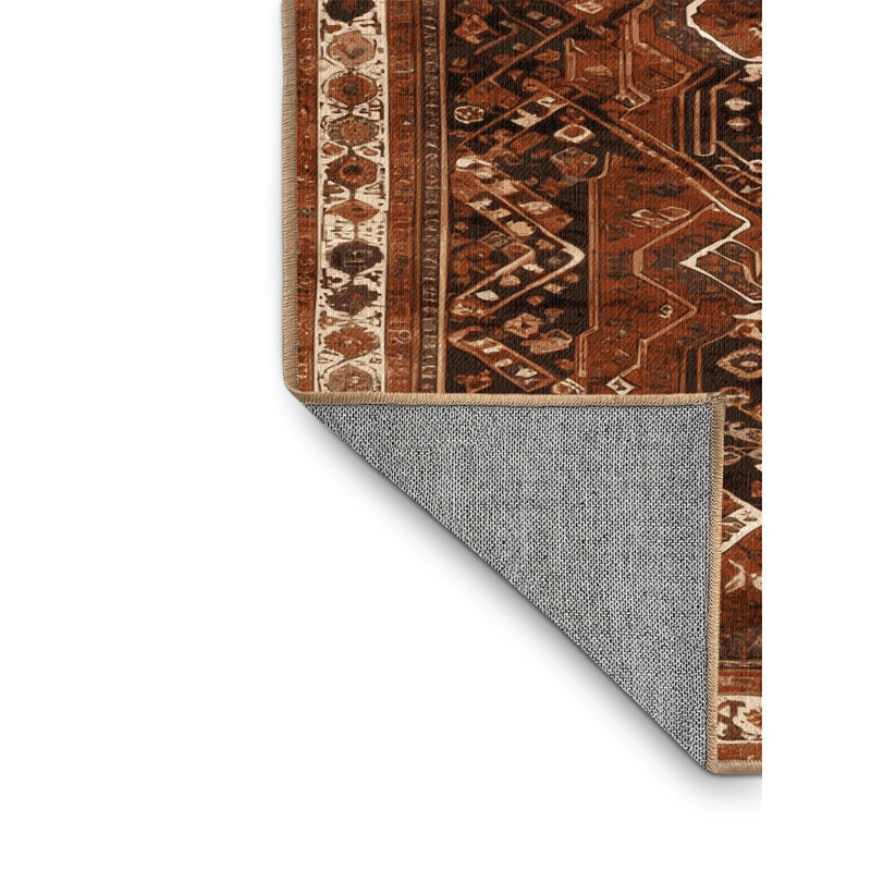 Tapis brun turc lavable à la machine, Carré 8 pi