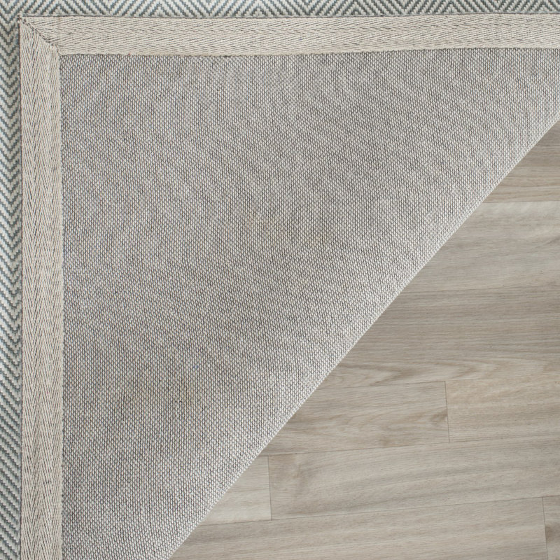 Laureldale Hand Loomed Wool Viscose Chevron Rug in Light Blue, Runner 2'3" x 8'