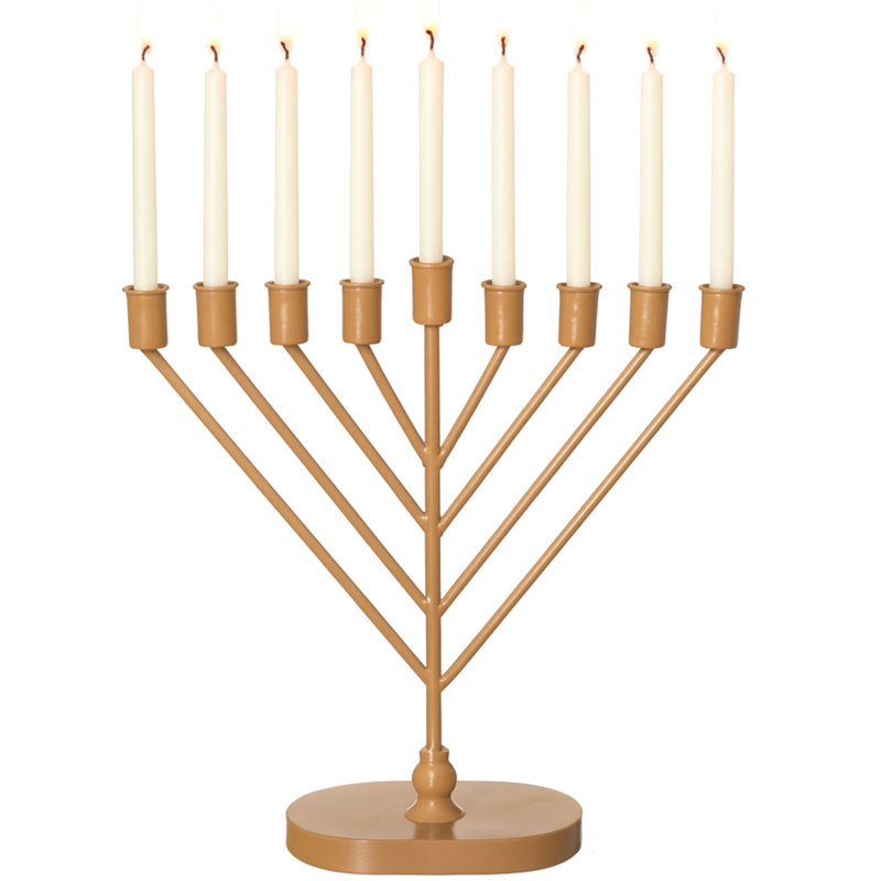  9 branches Hanoucca de style Rambam Menora de style Mid-Century moderne, décoration traditionnelle, affichage festif et centre de table, idéal pour les manteaux de tables et les tablettes, doré