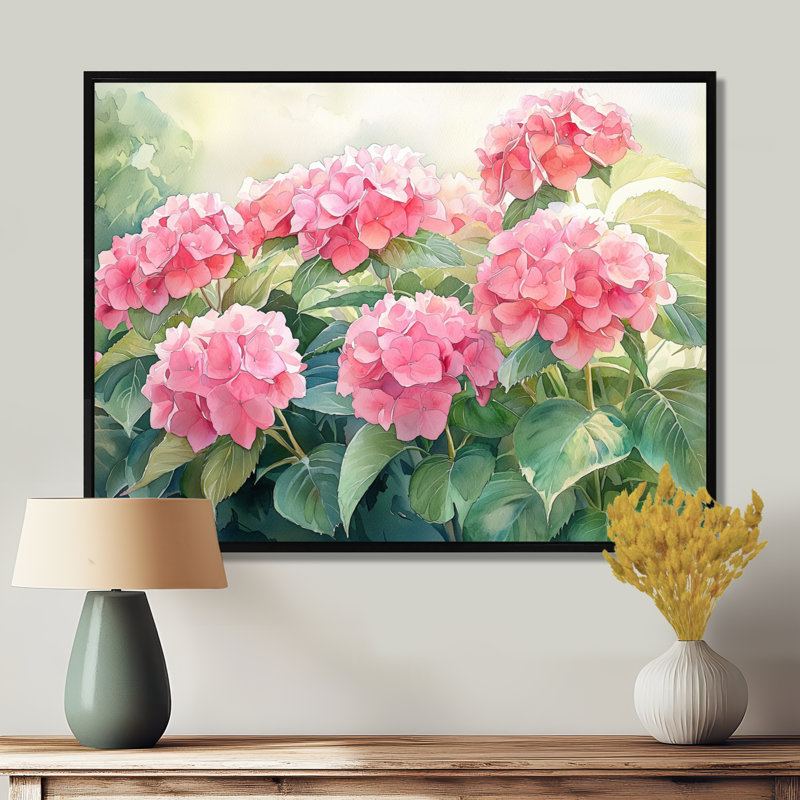 Ingelotte - Floral Wall Art, H 30 po x l 40 po, Floater Framed, Noir, noir, noir, noir