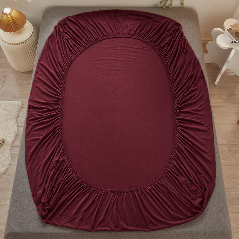 Cotton Blend 30cm Deep Pocket Jersey Fitted Sheet, Red, Double (4'6)