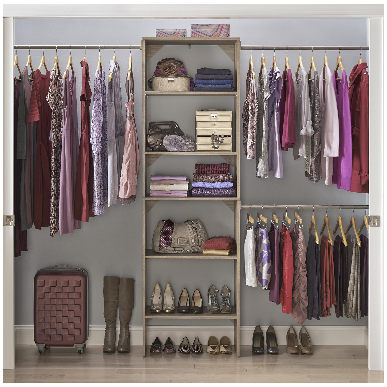 SuiteSymphony 60" W - 120" W Closet System Starter Kit, Natural Gray