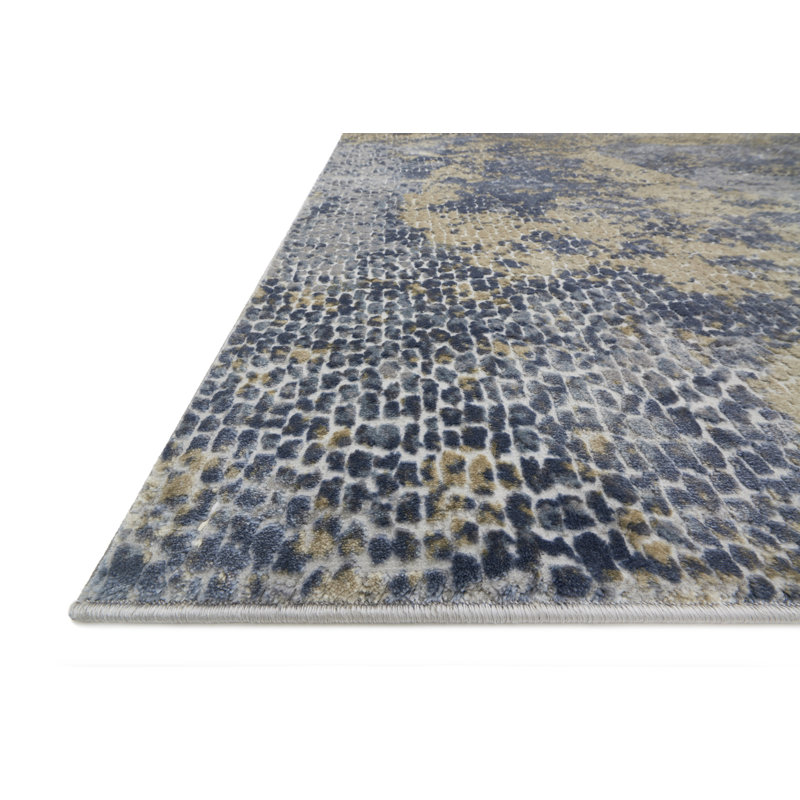 Bouton Power Loom Ocean/Gold Rug, Rectangle 9'6" x 13'
