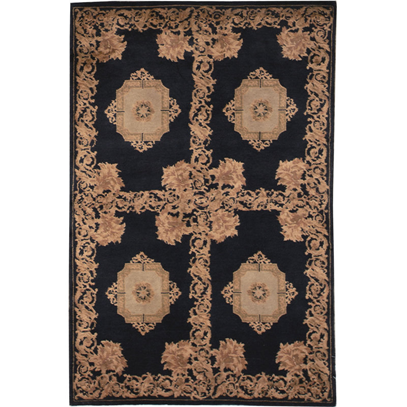 Hand-Knotted High-Quality Black Area Rug
