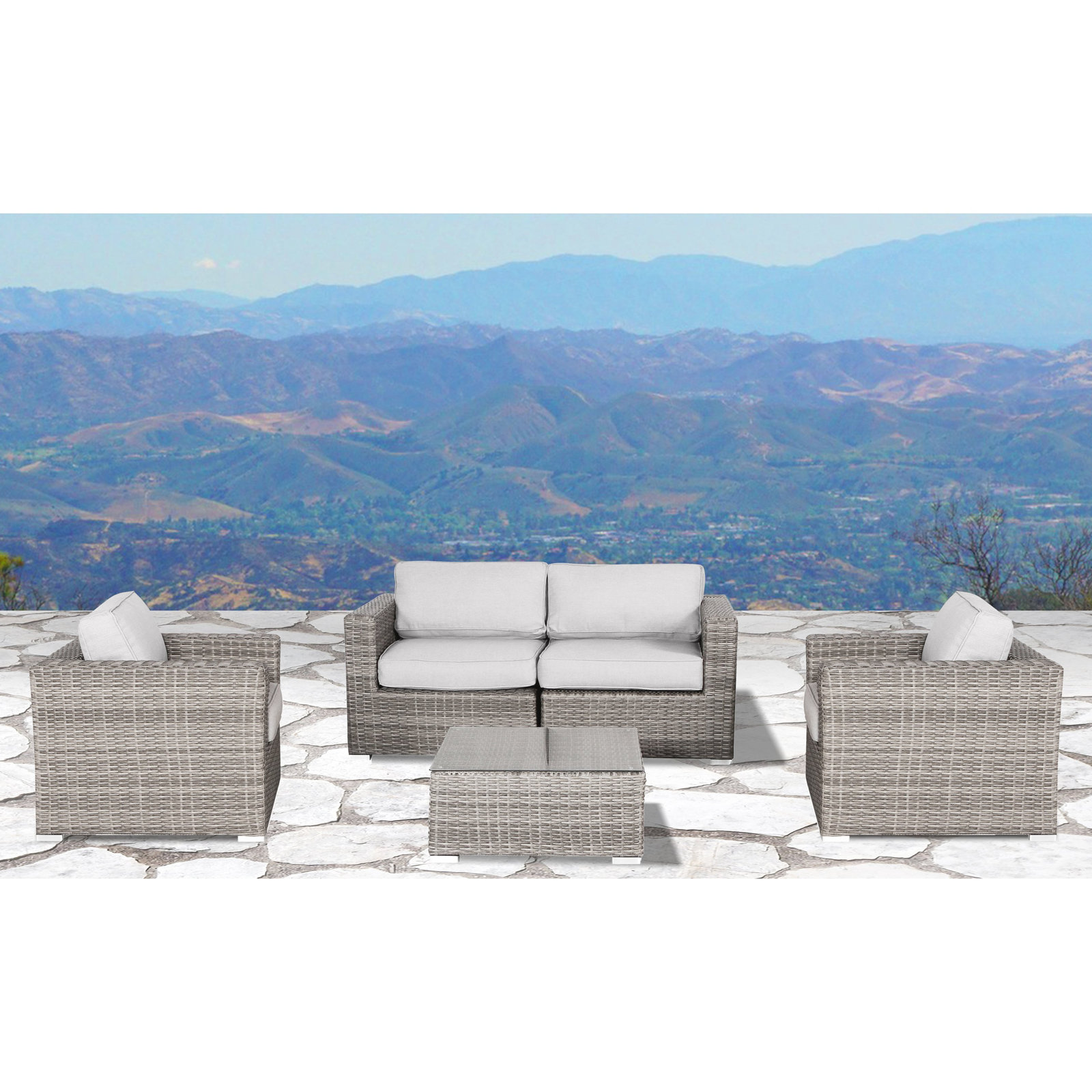 Estes 4-Person Sunbrella® Patio Seating Group, Canvas Canvas Sunbrella® Canvas